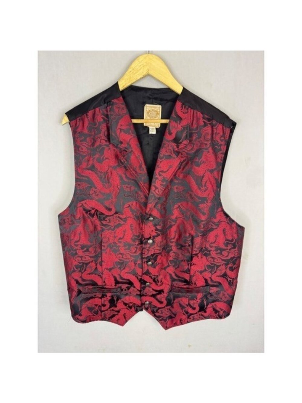 Wah Maker Frontier Clothing Red Dragon Jacquard Western Vest Mens XXL Made USA